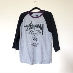 Vintage stussy 3/4 length sleeve shirt